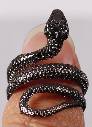 Чёрное кольцо змея, унисекс колечко черная змейка