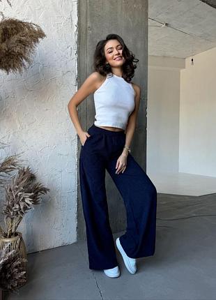 Вельветовые брюки палаццо женские удобные брюки свободного кроя с высокой посадкой