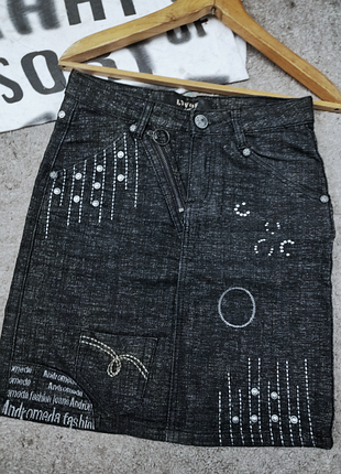 Джинсова юбка с люрексом