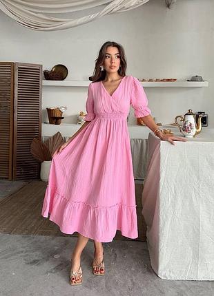 Женское муслиновое розовое платье | 344