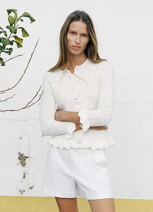 Белый кардиган с воланами zara new