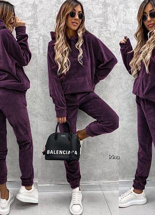 Костюм велюровый графит, зумруд, баклажан, лиловый, малина, черный