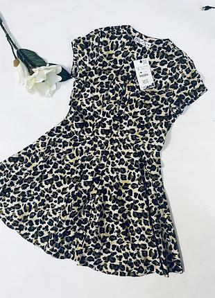 Котонова сукня zara в леопардовий принт .нова ! на ґудзиках. 2