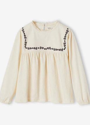 Брендова блуза для дівчинки прикрашена вишивкою vertbaudet (іспанія)