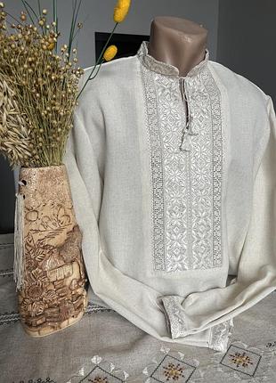 Рубашка ручной работы на натуральном домотканом полотне