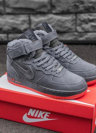 Кроссовки nike air force winter fur grey кросівки ботинки черевики