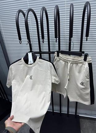 Летний мужской костюм комплект футболка и шорты calvin hm0hm00533 klein