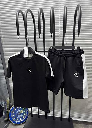 Мужской летний спортивный костюм комплект футболка и шорты calvin hm0hm00533 klein