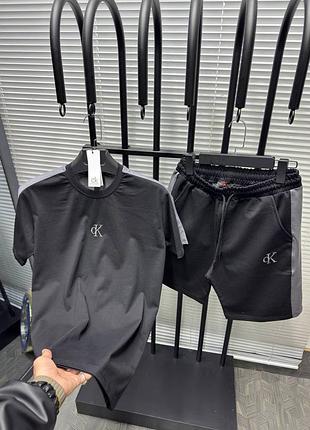 Летний мужской костюм комплект футболка и шорты calvin hm0hm00533 klein