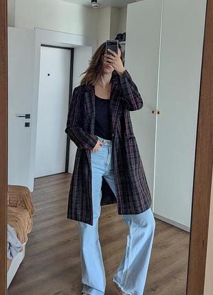 Пальто sinsay серое в клетку 42 xl