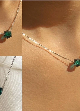 Сріблястий ланцюжок із кулоном куб