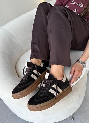 Стильные замшевые кеды шоколад