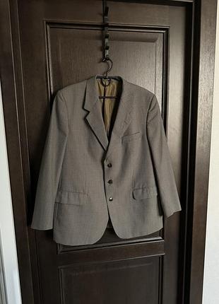 Стильный итальянский шерстяной винтажный пиджак блэйзер жакет в клетку оверсайз