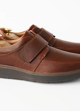 Кроссовки мужские кожаные коричневые на липучке clarks размер 42