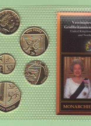 Набор позолоченых 7 монет великобритания - из серии: монархии мира / набір великобританія