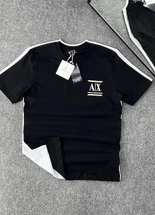 Черная мужская футболка с коротким рукавом armani exchange