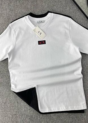 Белая мужская футболка с коротким рукавом armani exchange