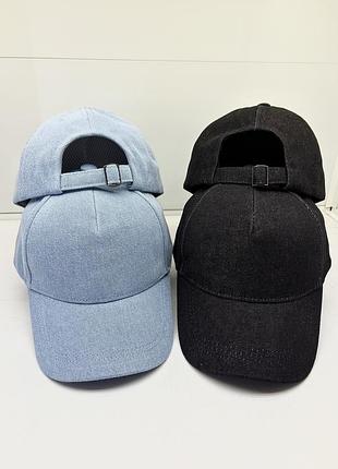 Кепка бейсболка джинсовая однотонная черная голубая