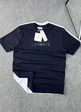 Чорна чоловіча футболка з коротким рукавом lacoste
