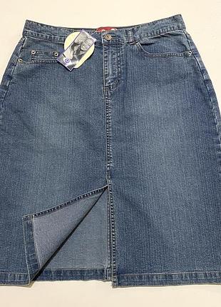 L-xl eur 40-42 новая натуральная джинсовая юбка миди по колено женская