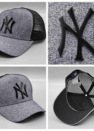 Кепка серая ny с сеткой