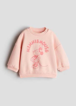 6-9/9-12/12-18/18-24 м h&m нова фірмова кофта світшот толстовка з друкованим мотивом minnie mouse