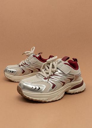 Стильні кросівки для дівчинки бежевий бордо 33-38 детские кроссовки для девочки белые деми kimboo