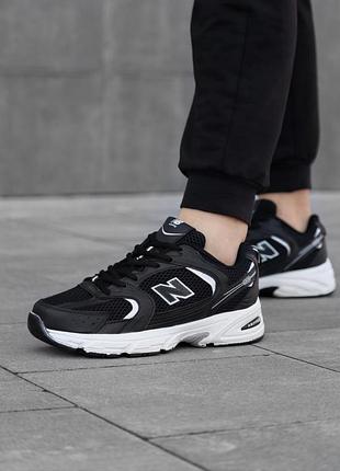 Мужские демисезонные спортивные кроссовки new balance черно-белые | new balance 530