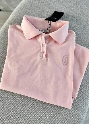 Подовжена ysl футболка поло рожева