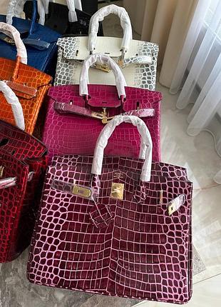 Сумка лаковая h ermes birkin кожаная крокодил змея