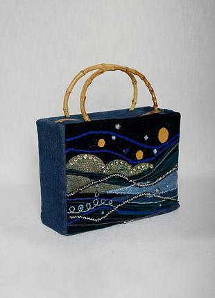 Сумка джинсовая ручной работы "космическая фантазия"