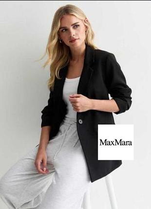 Стильний чорний піджак з накладними кишенями max mara weekend