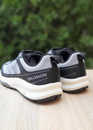 Мужские качественные и стильные кроссовки salomon sensifit boa светло серые с черным 6