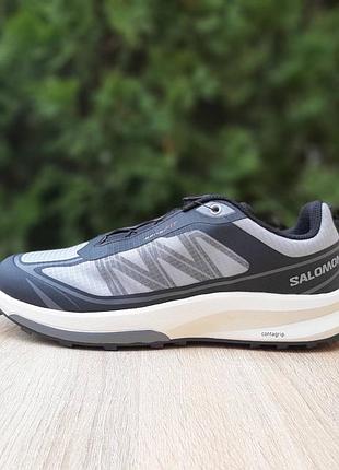 Мужские качественные и стильные кроссовки salomon sensifit boa светло серые с черным 4