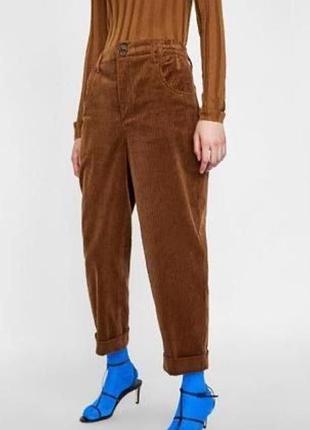 Терракотовые вельветовые брюки zara women и косуха