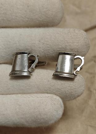Запонки винтажные пивные кружки