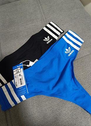 Новые хлопковые трусики стринги adidas originals