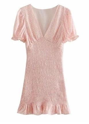 Zara летнее текстурированное мини платье в цветок