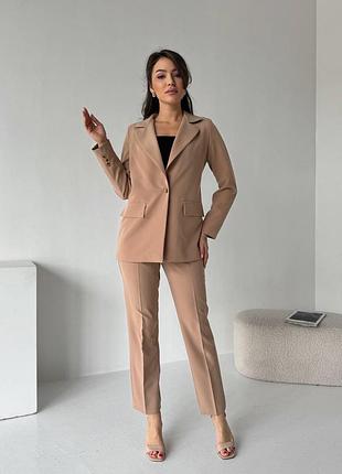 Женский классический костюм пиджак и брюки | 25015