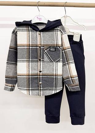 Костюм двойка детский подростковый тонкий, кофта с капюшоном, штаны,  графит