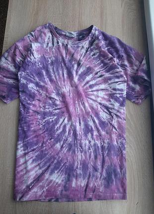 Бавовняна футболка в абстрактний принт тай дай