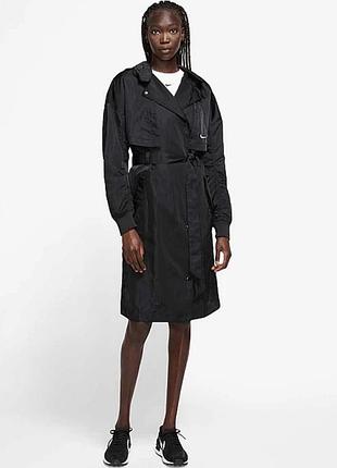 Nike sportswear essentials waterproof jacket mini swoosh trench jacket in black тренч плащ с поясом ветровка новый оригинал