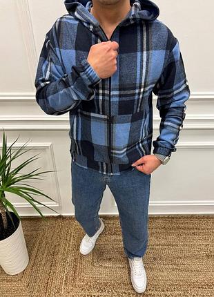 Мужская рубашка кофта в клетку