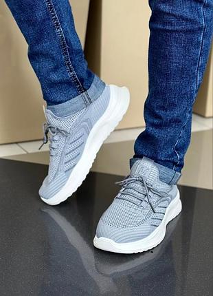 Мужские летние кроссовки текстиль на шнуровке