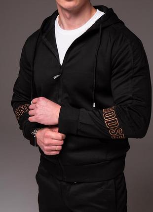 Мужской спортивный костюм черный с капюшоном "gold" 4