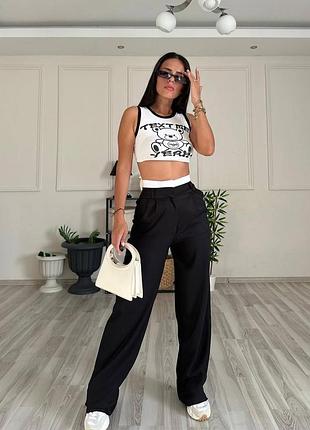 Женские брюки брюки с белым поясом разные цвета4 фото