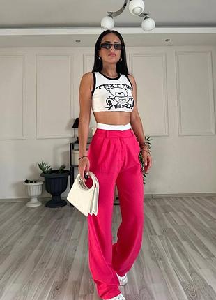 Женские брюки брюки с белым поясом разные цвета2 фото