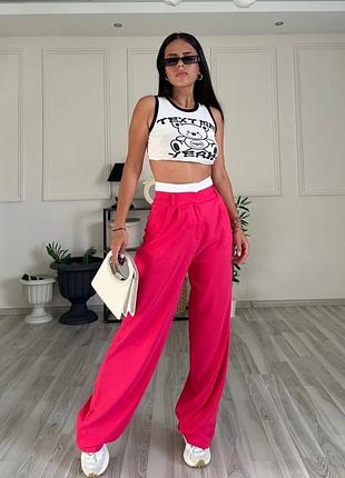 Женские брюки брюки с белым поясом разные цвета9 фото