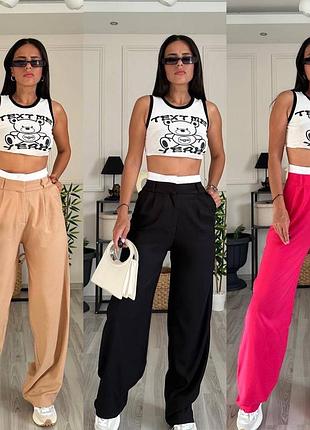 Женские брюки брюки с белым поясом разные цвета8 фото