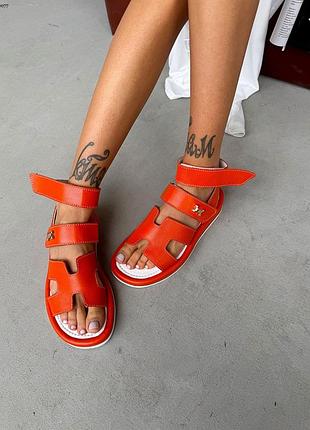 Босоножки, арт. 10077, оранжевый, натуральная кожа